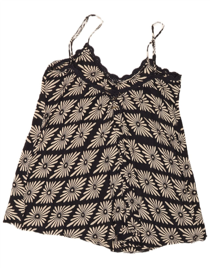 Volcom Dame Cami Top UK 14 Large Black Floral Viscose