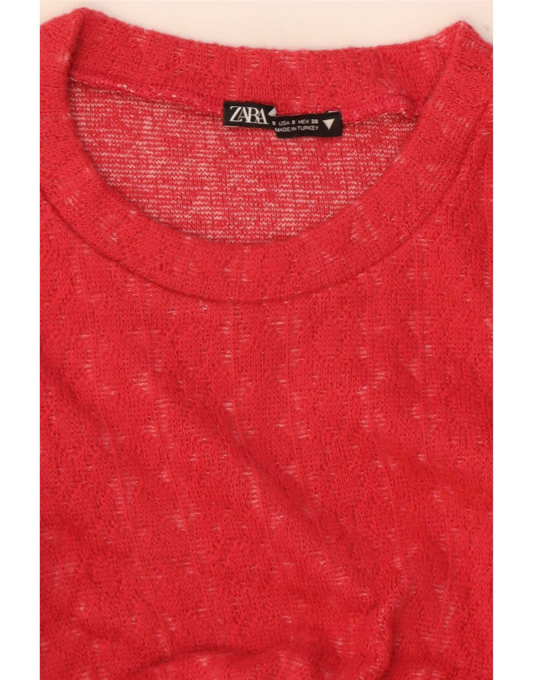 Zara Womens Crop Ruffle Front Top Langærmet UK 8 Small Red
