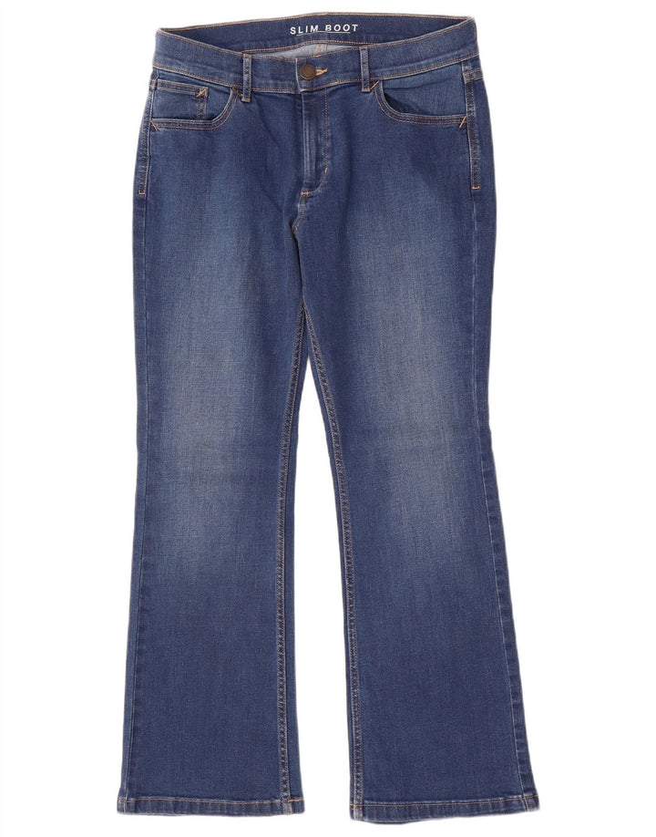 Marks & Spencer Dame Slim Bootcut Jeans UK 12 Medium W30 L28 Blå Bomuld