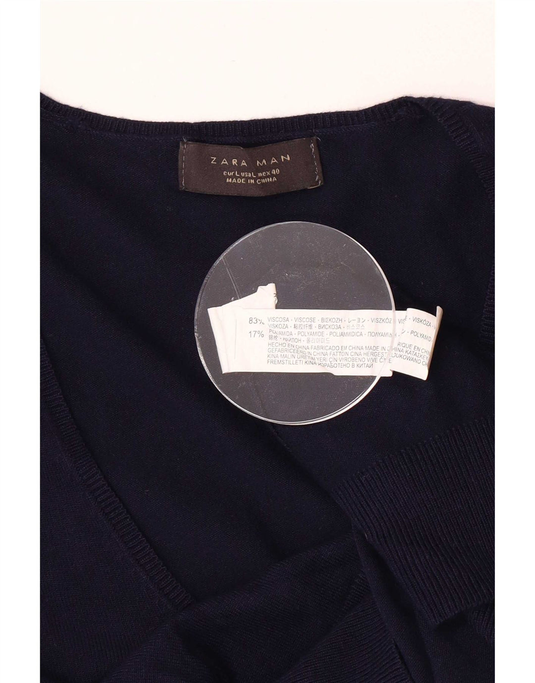 Zara Herre V-hals sweater Stor marineblå viskose