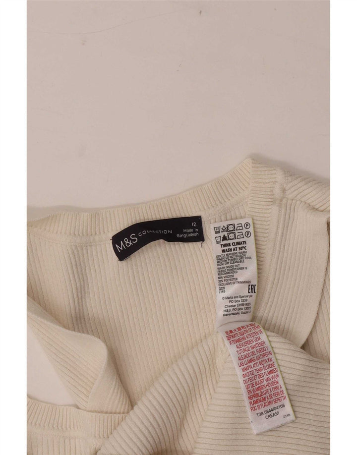 Marks & Spencer Dame Crop Vest Tank Top UK 12 Medium White Viscose