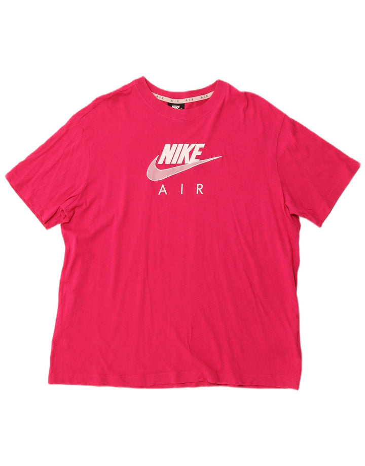 NIKE Herre Air Graphic T-Shirt Top Medium Pink Bomuld