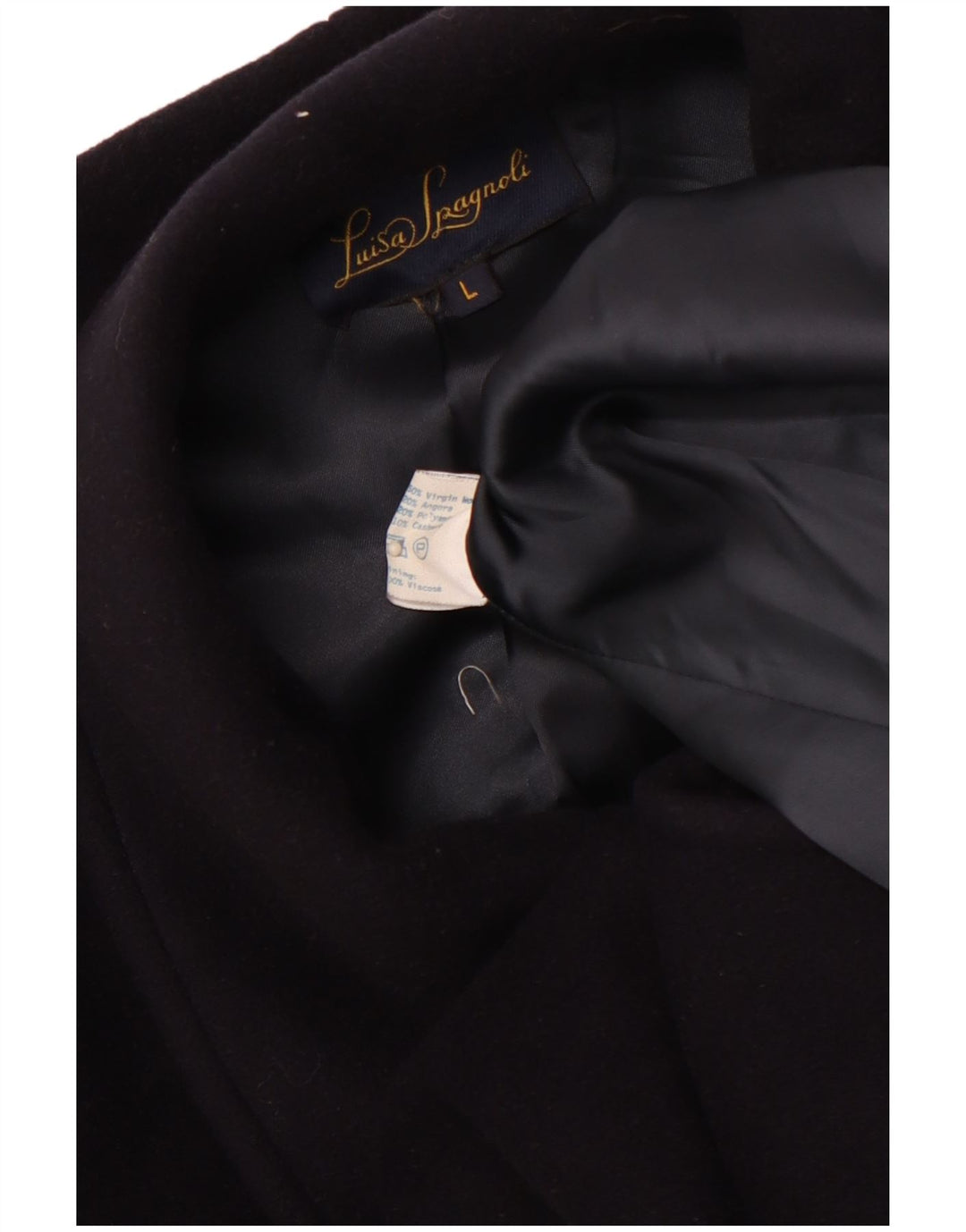 LUISA SPAGNOLI Oversize overfrakke til kvinder UK 16 Large Navy Blue Virgin Wool