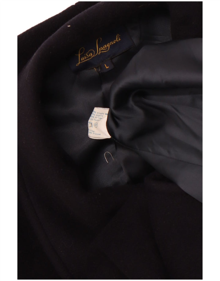LUISA SPAGNOLI Oversize overfrakke til kvinder UK 16 Large Navy Blue Virgin Wool