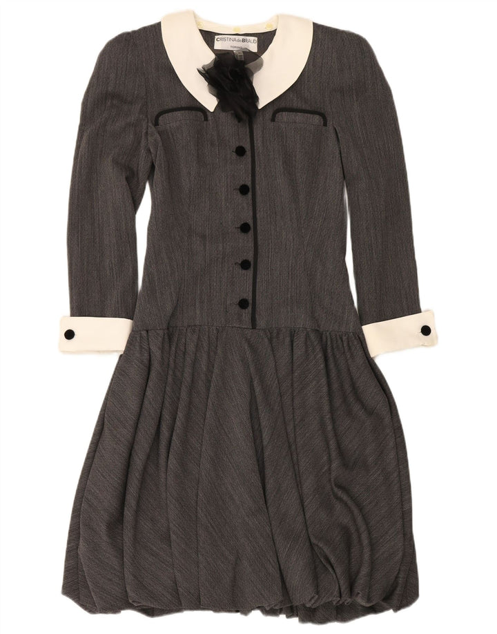 Cristina De Braud Dame Bubble Dress IT 40 Lille Grå Colourblock
