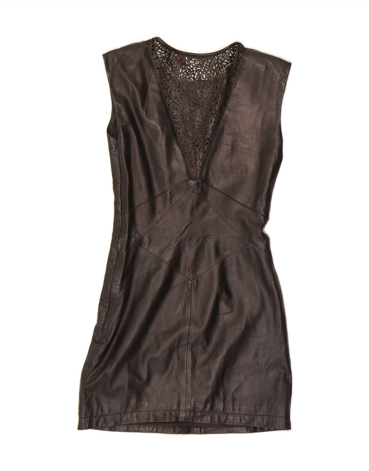 TED BAKER Womens Sleeveless Leather Sheath Dress Size 0 2XS Black Leather Vintage Ted Baker and Second-Hand Ted Baker from Messina Hembry 