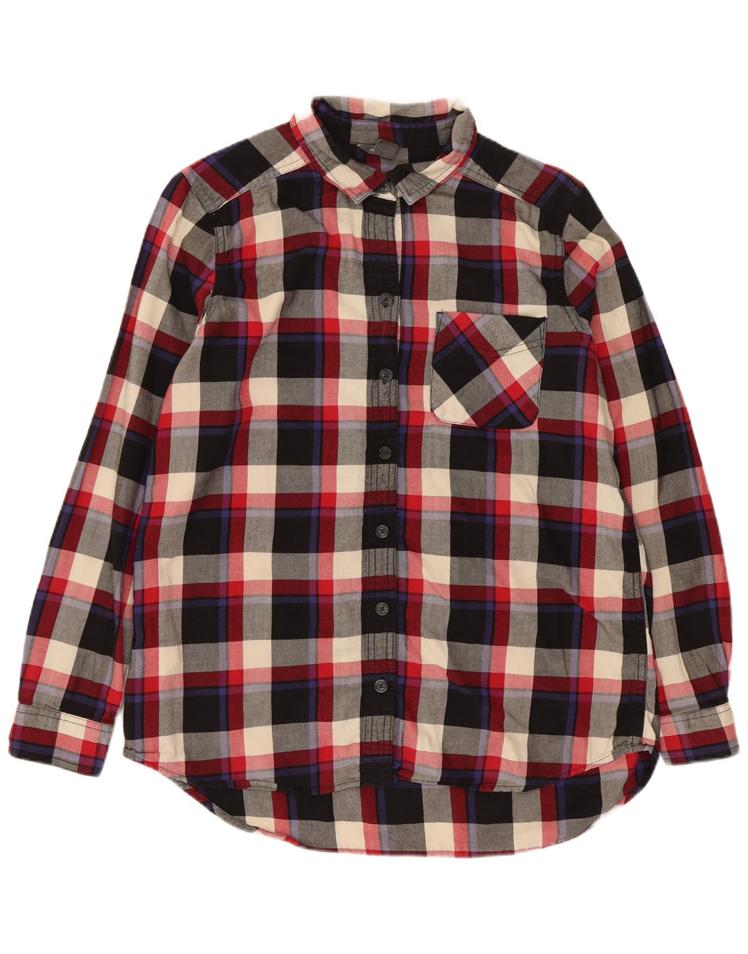 EDDIE BAUER Dame Flanell Shirt UK 14 Medium Flerfarvet Plaid Bomuld