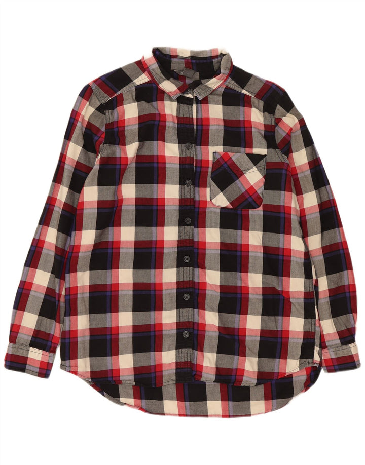 EDDIE BAUER Dame Flanell Shirt UK 14 Medium Flerfarvet Plaid Bomuld