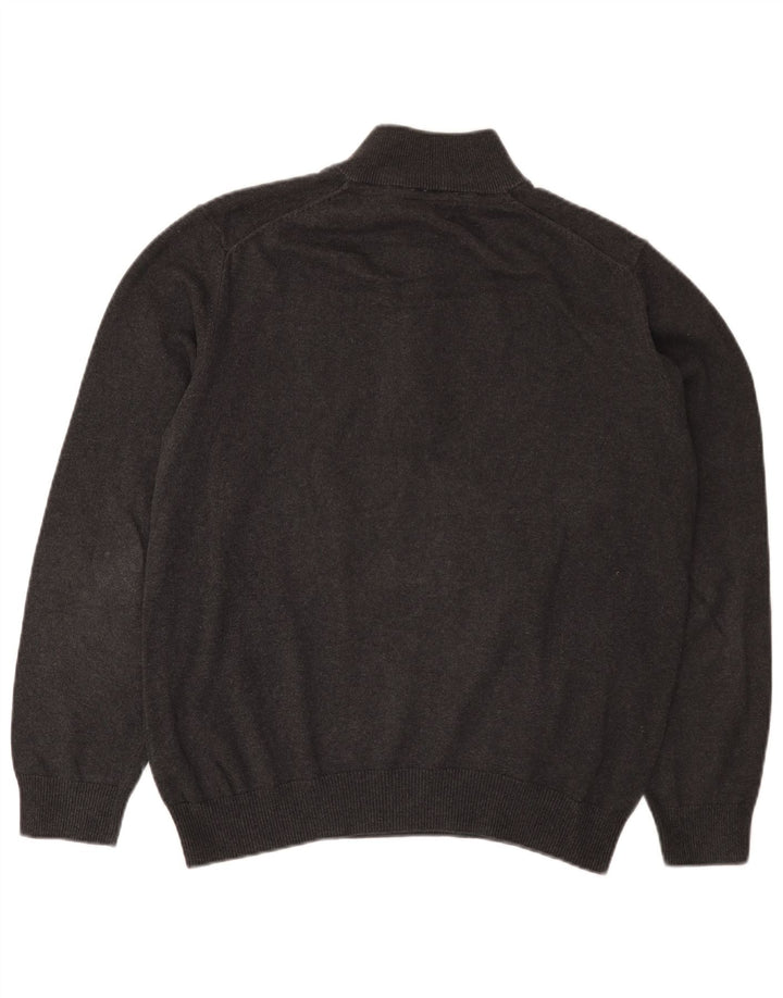 Besætningstøj Herre Zip Neck Jumper Sweater Stor Grå Bomuld