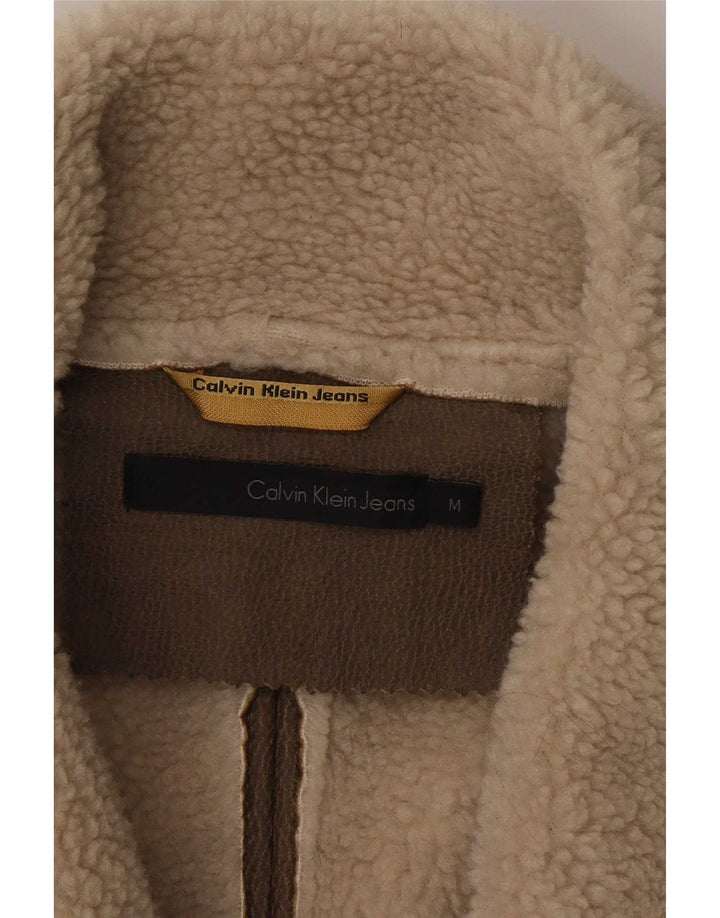 Calvin Klein Jeans Sherpajakke til kvinder UK 14 Medium Brun Polyester