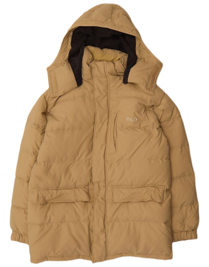 Fila Herre Hætte Polstret Frakke UK 40 Stor Beige Polyamid