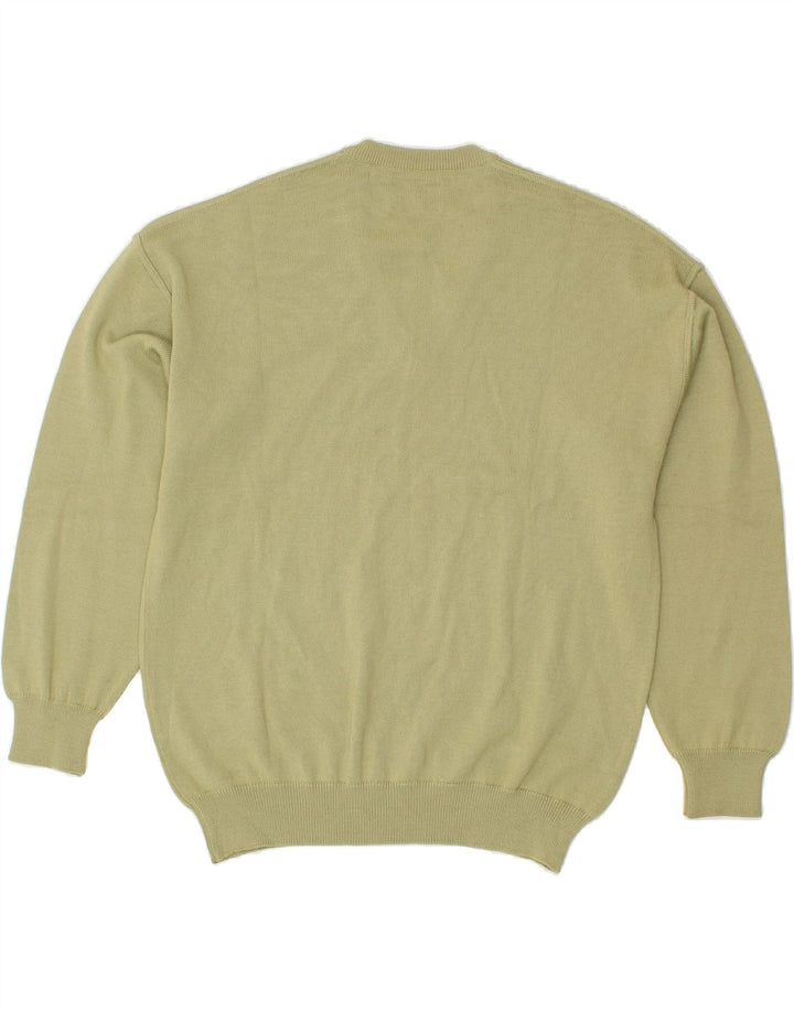 IL GRANCHIO Mens V-Neck Jumper Sweater Medium Khaki Wool | Vintage Il Granchio | Thrift | Second-Hand Il Granchio | Used Clothing | Messina Hembry 