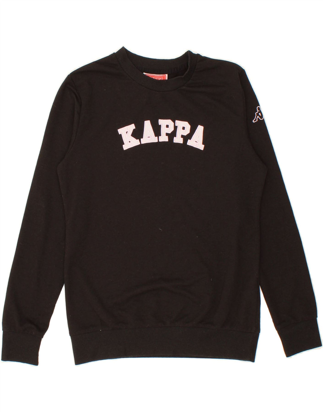 KAPPA Girls Graphic Sweatshirt Jumper 13-14 Years Small Black Polyester Vintage Kappa and Second-Hand Kappa from Messina Hembry 