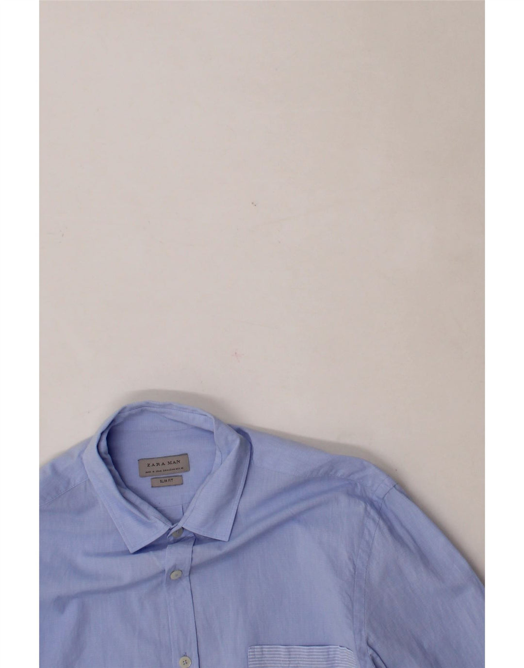 ZARA Mens Slim Fit Shirt Medium Blue Cotton Vintage Zara and Second-Hand Zara from Messina Hembry 