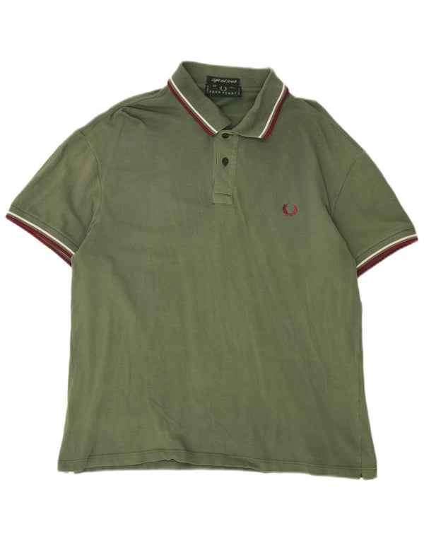 FRED PERRY Mens Polo Shirt Large Green