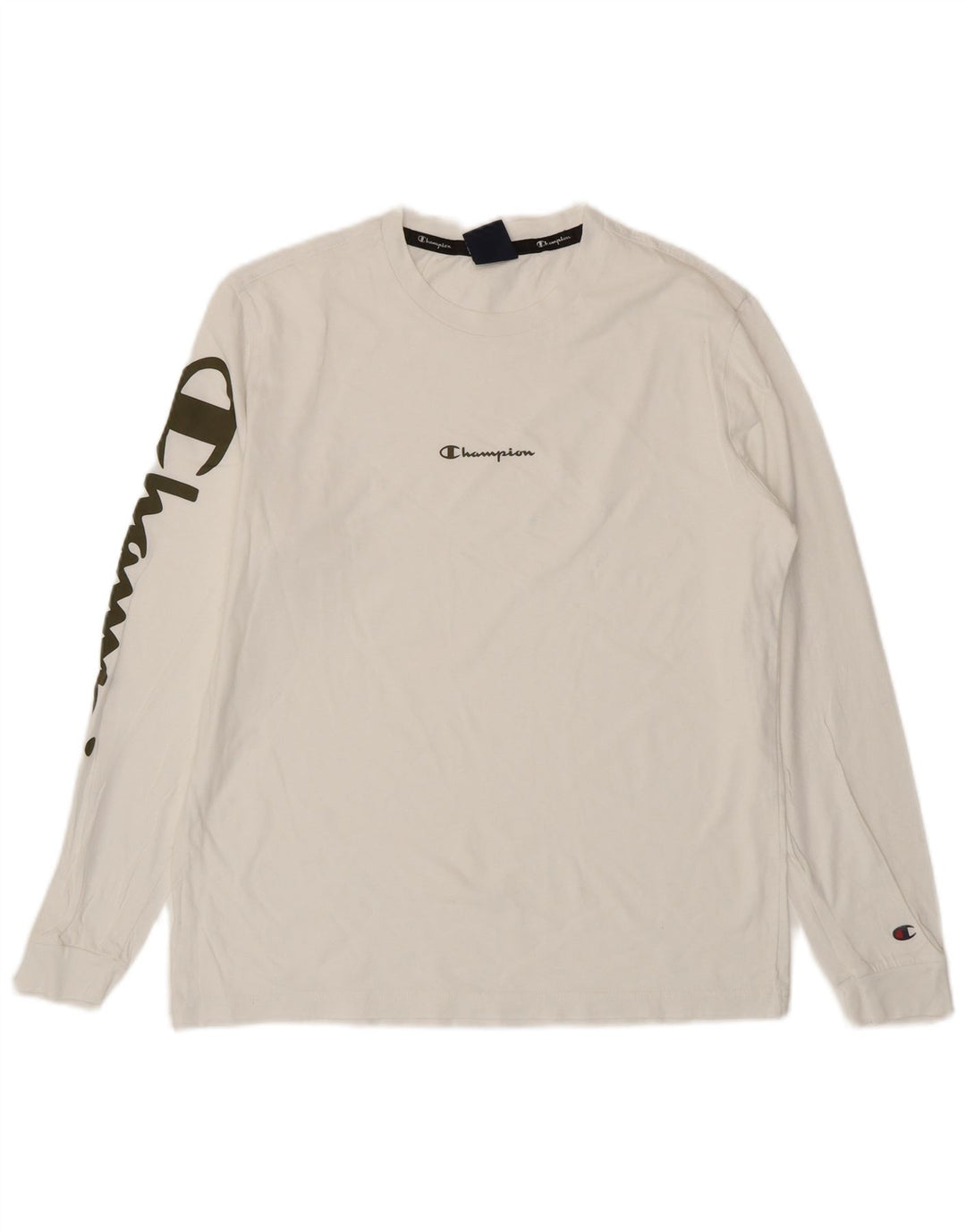 CHAMPION Womens Graphic Top Long Sleeve UK 14 Medium White