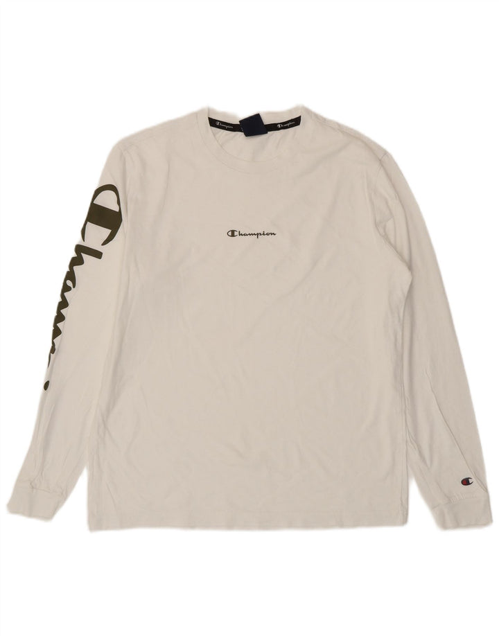 CHAMPION Womens Graphic Top Long Sleeve UK 14 Medium White