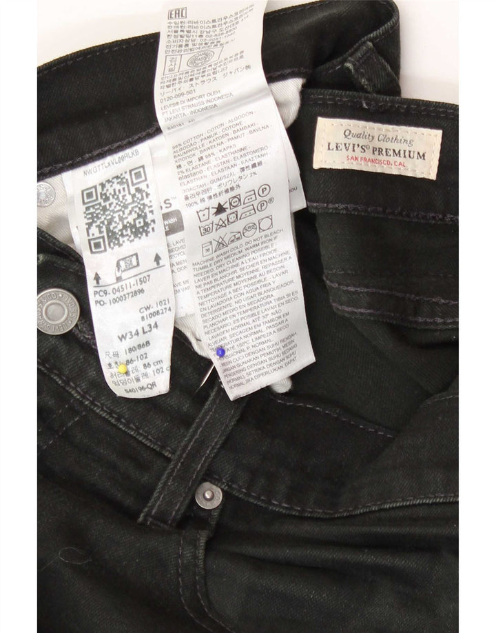 Levi's Slim Jeans til mænd W34 L34 Sort bomuld