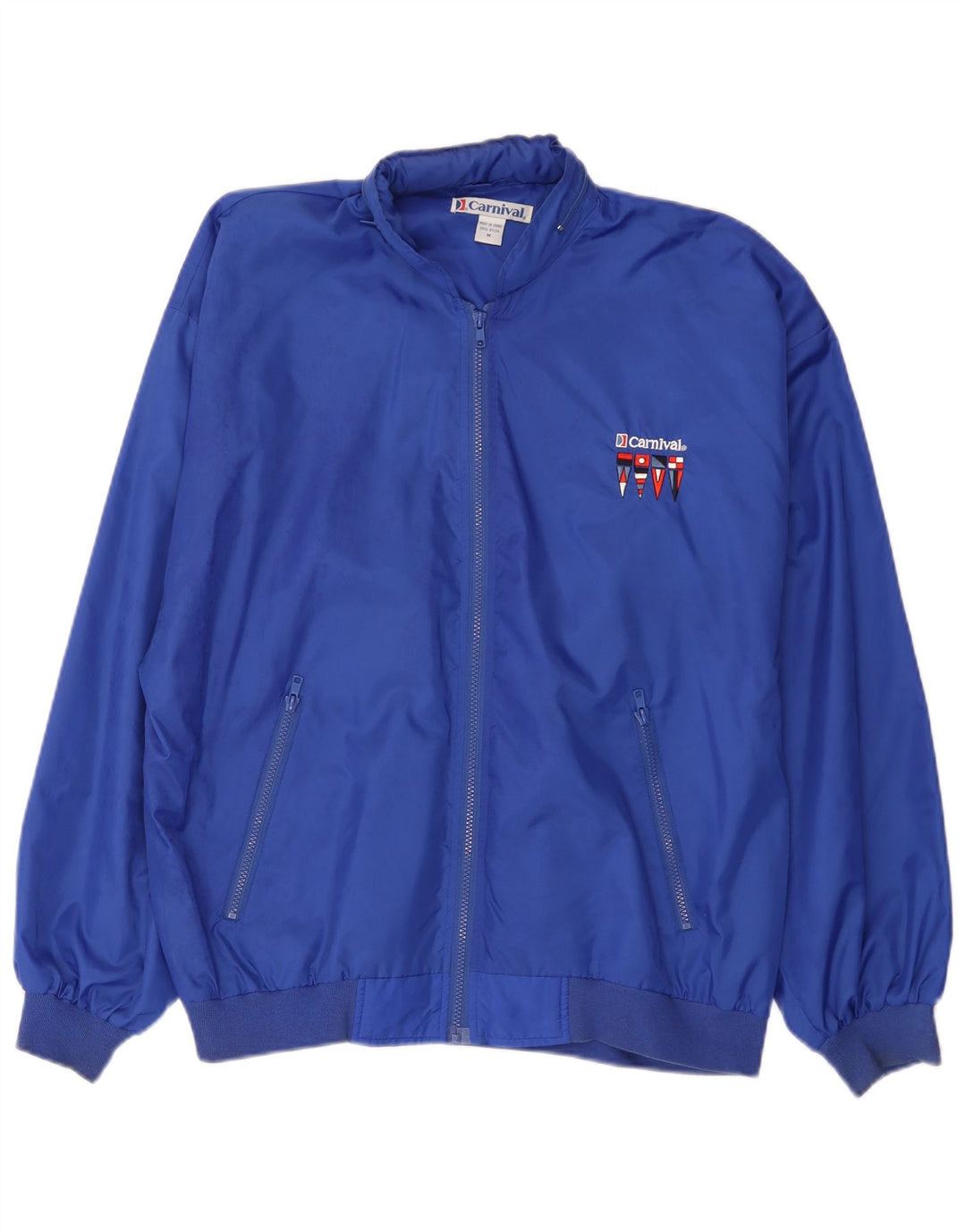 Vintage Herre Hooded Bomber Jacket UK 38 Medium Blue Nylon