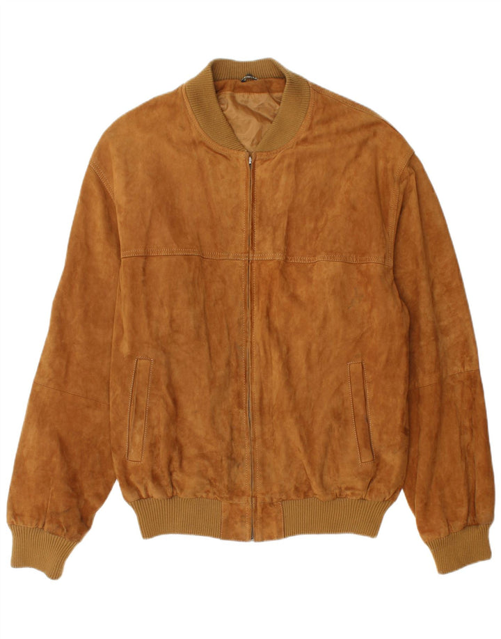 Vintage herre ruskind bomberjakke IT 54 2XL brunt læder