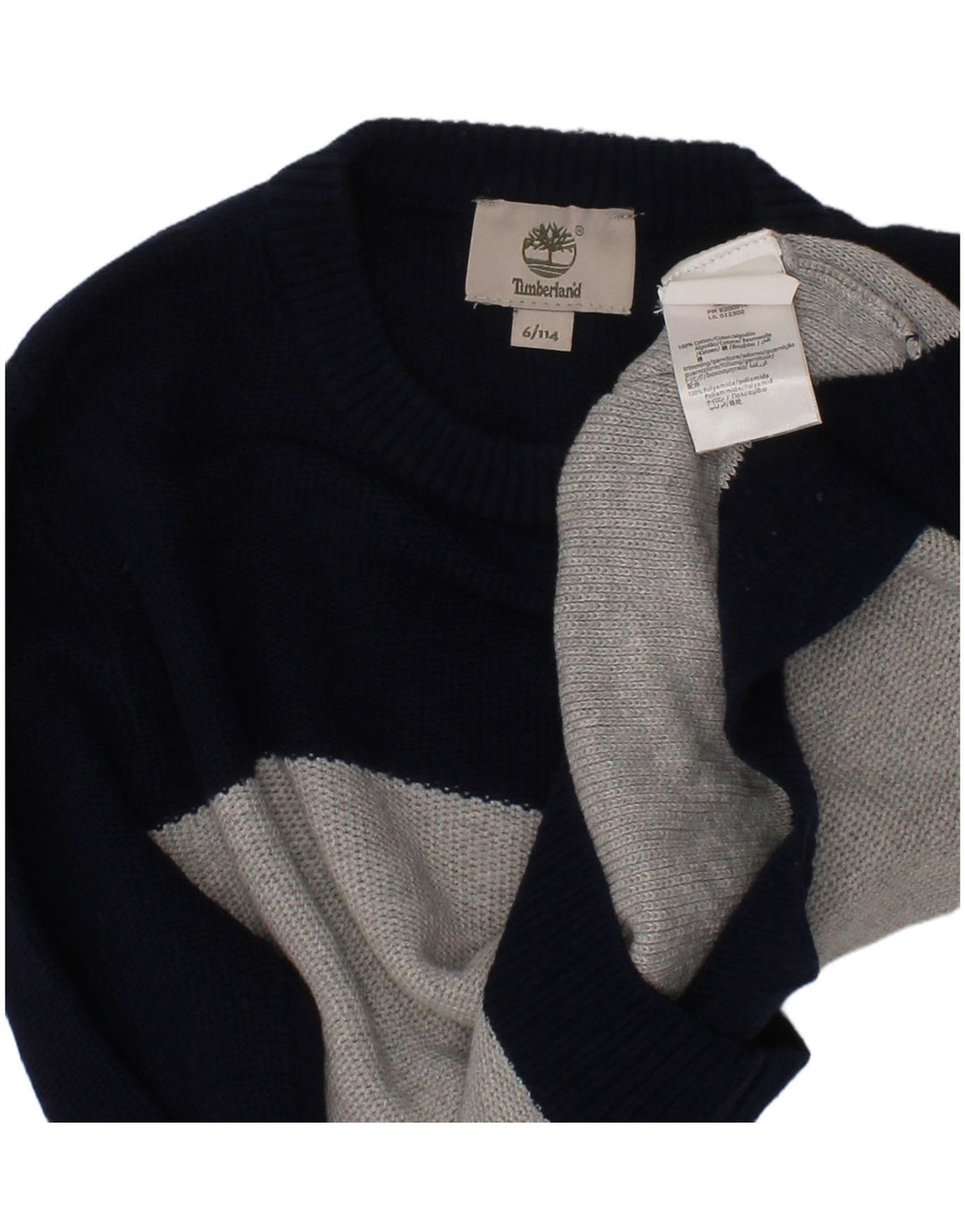 TIMBERLAND Boys Crew Neck Jumper Sweater 5-6 Years Black Colourblock