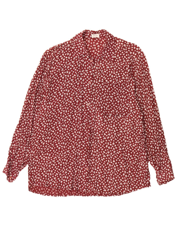 Vintage dameskjorte UK 18 XL rød blomsterviscose