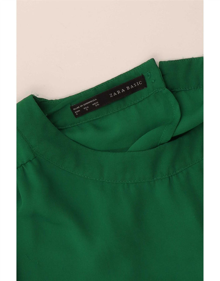 Zara Dame Oversized Bluse Top UK 10 Lille Grøn