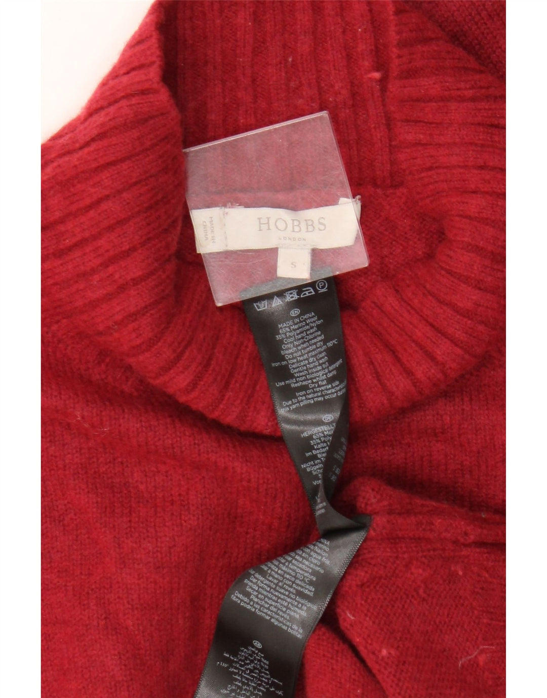 Hobbs Dame Turtle Neck Jumper Sweater UK 10 Small Red Merino Wool