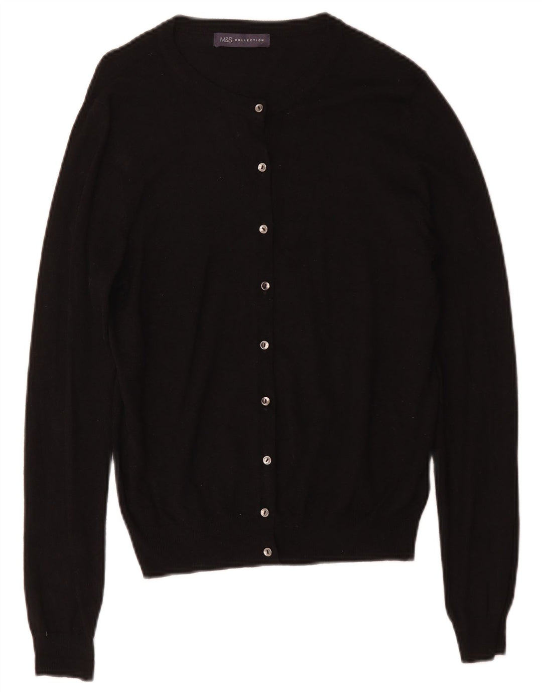 Marks & Spencer Dame Cardigan Sweater UK 12 Medium Black Viscose