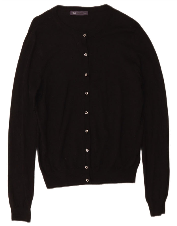 Marks & Spencer Dame Cardigan Sweater UK 12 Medium Black Viscose
