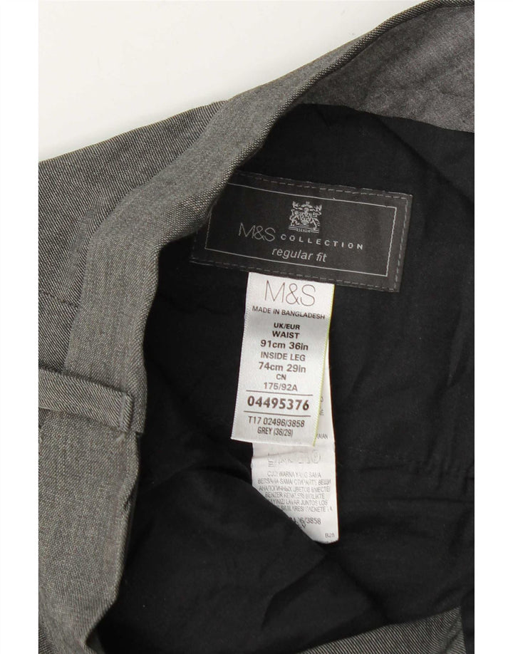 Marks & Spencer Herre Regular Fit Suit Bukser W36 L29 Grå polyester