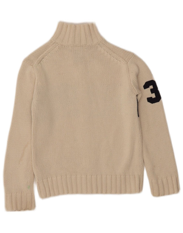 POLO RALPH LAUREN Boys Cardigan Sweater 6-7 Years White Colourblock Cotton