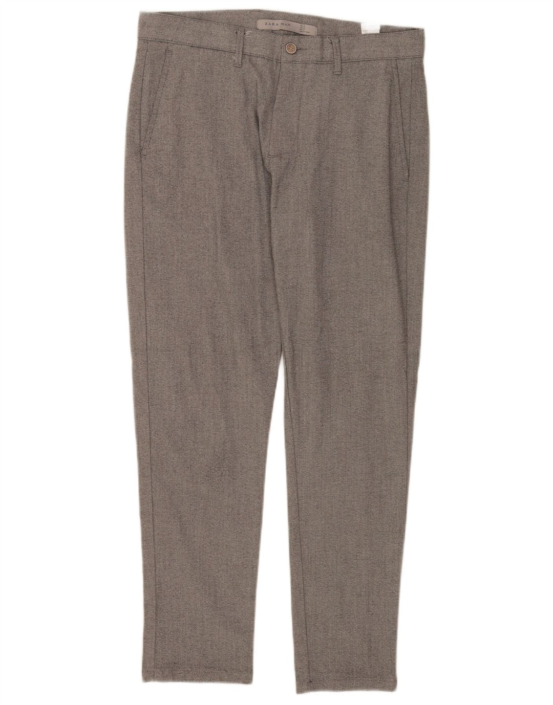 Zara Herre Slim Chino Bukser EU 38 Small W30 L27 Grå Polyester