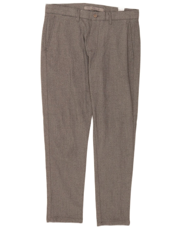 Zara Herre Slim Chino Bukser EU 38 Small W30 L27 Grå Polyester
