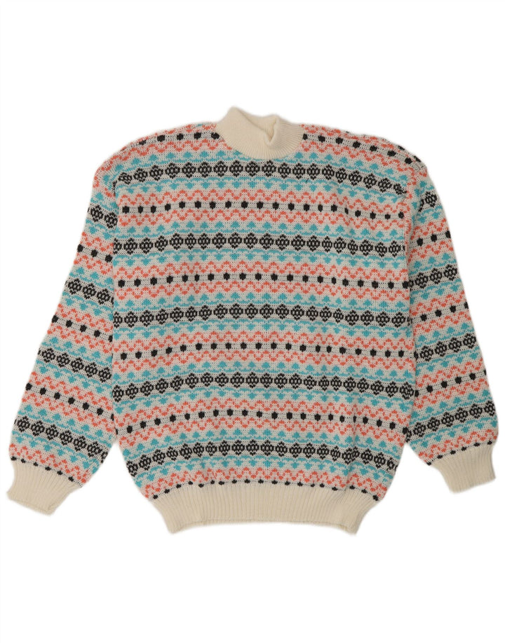 Vintage Herre Turtle Neck Jumper Sweater Medium Multicolored Fair Isle
