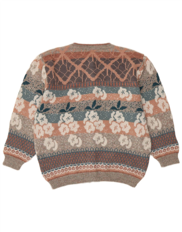 SIMONE Dame Cardigan Sweater UK 16 Stor Flerfarvet Blomsteruld