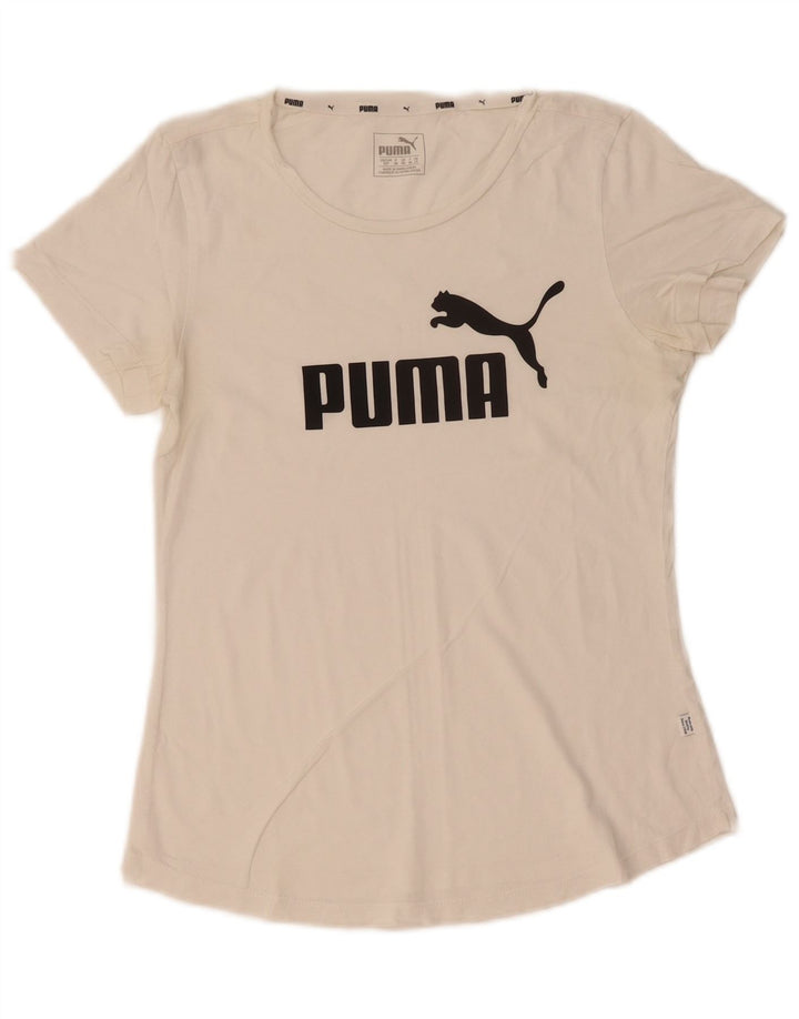 Puma Graphic T-Shirt Top UK 10 Small White