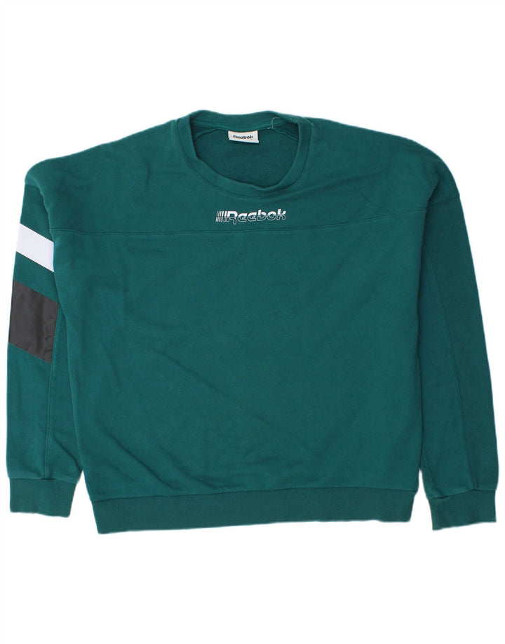 Reebok Herre Grafisk Sweatshirt Jumper Medium Grøn Colourblock Bomuld