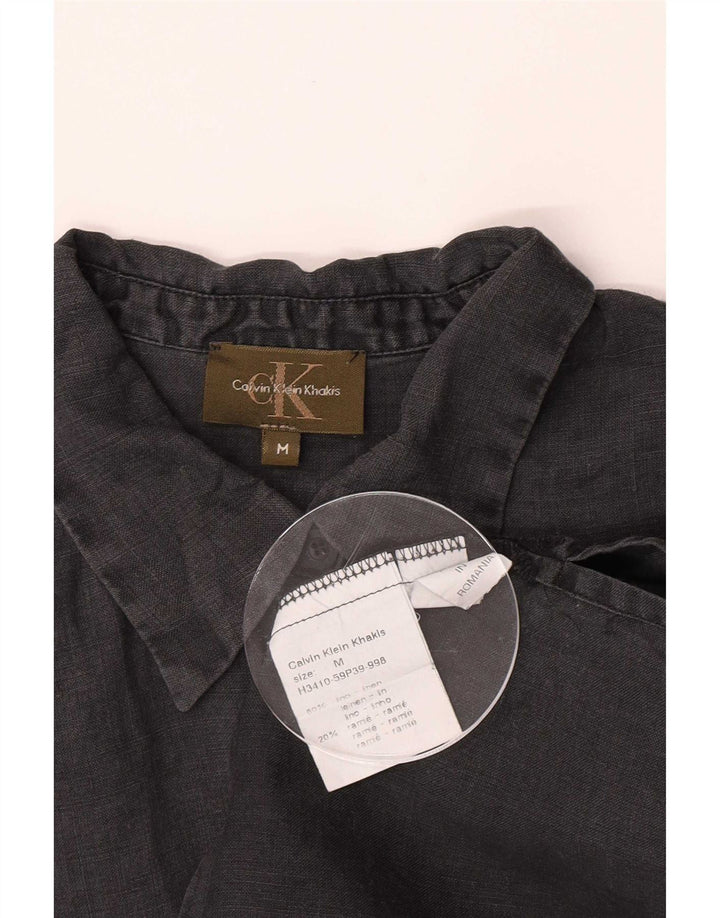 Calvin Klein Kvinder Khakis Shirt UK 12 Medium Grey Linen