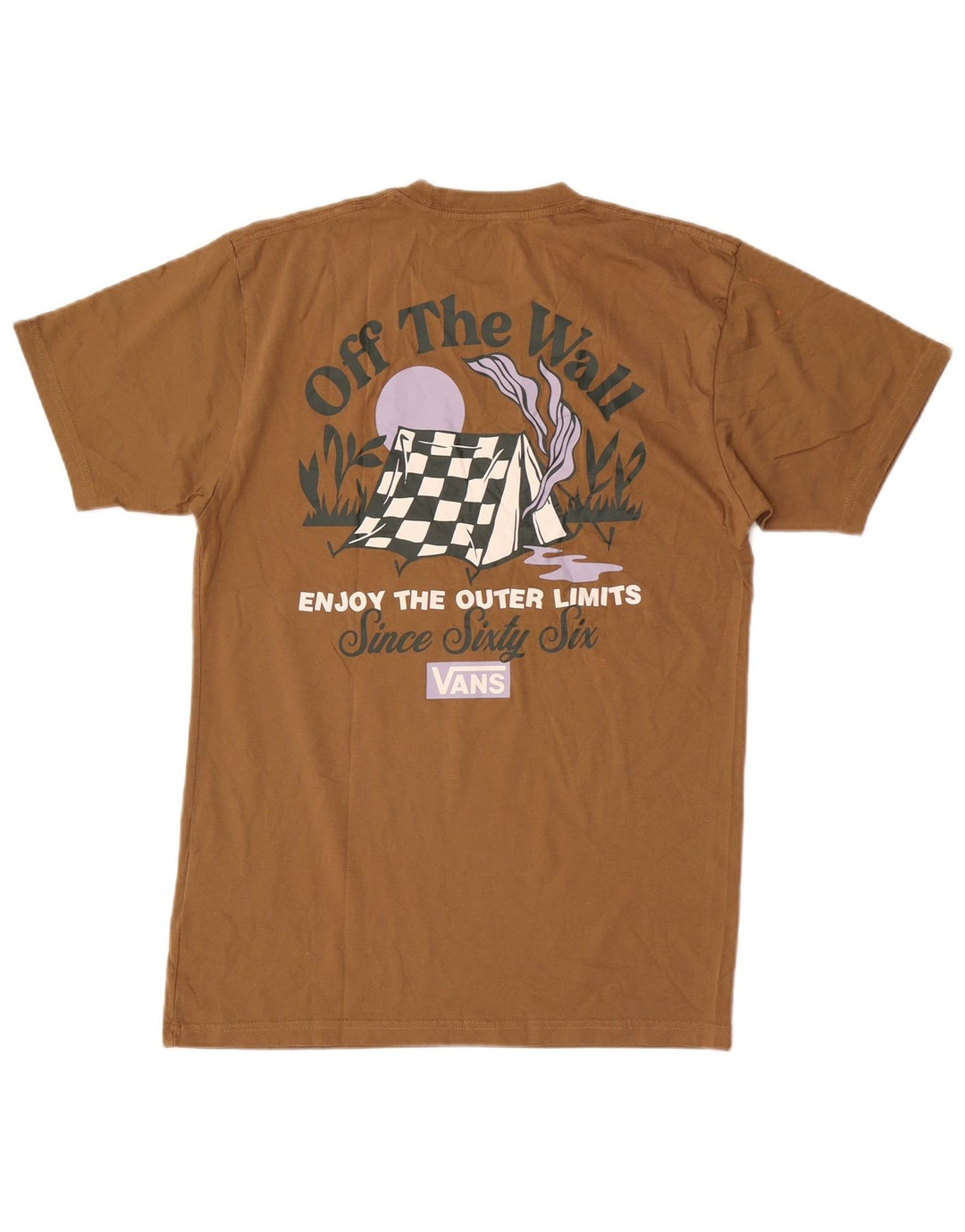 Vans Herre Classic Fit Grafisk T-Shirt Top Medium Beige Bomuld