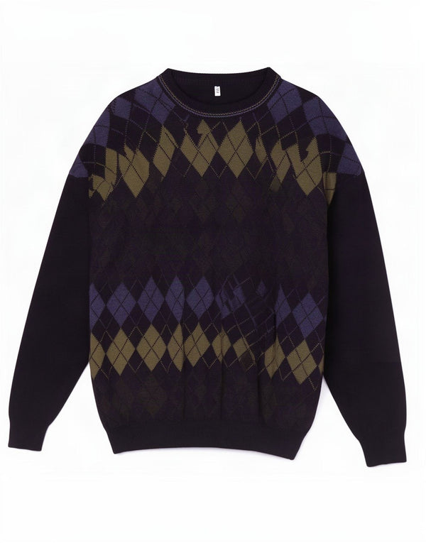 Vintage Mens Crew Neck Jumper Sweater IT 52/54 Large Navy Blue