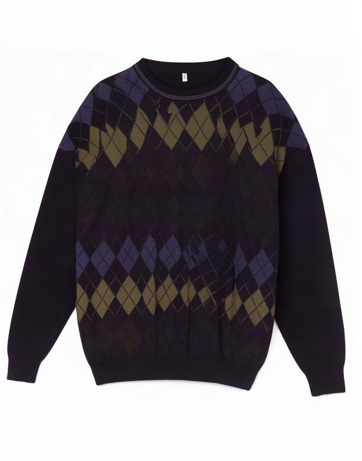 Vintage herre rund hals sweater IT 52/54 stor marineblå