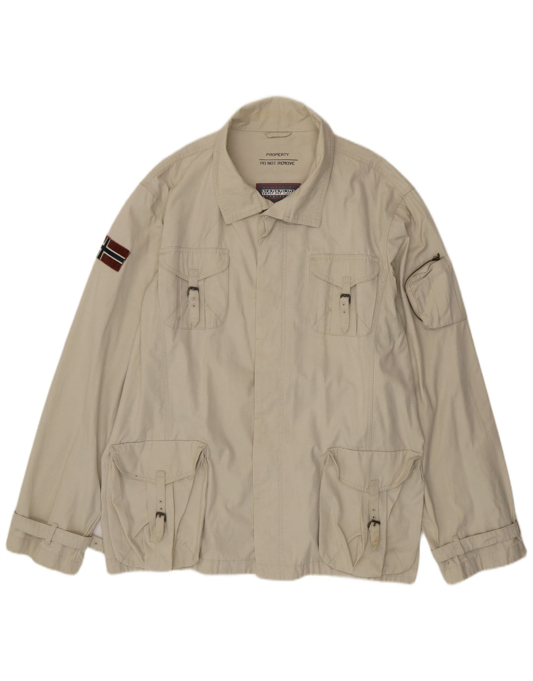 NAPAPIJRI Herre Grafisk Utility Jacket UK 46 3XL Grøn Bomuld