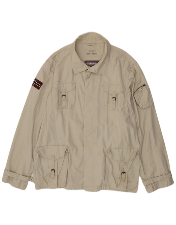 NAPAPIJRI Herre Grafisk Utility Jacket UK 46 3XL Grøn Bomuld