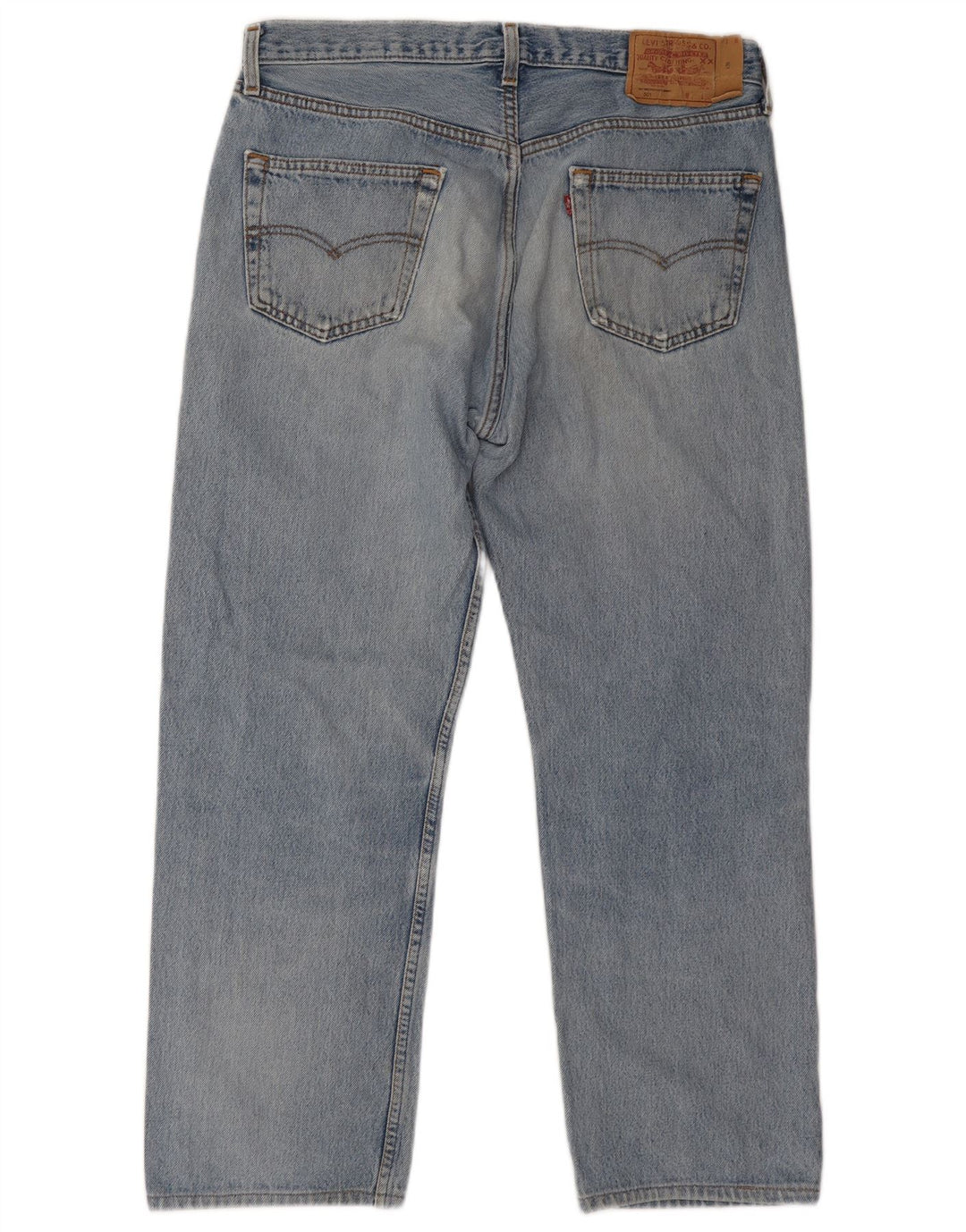 Levi's Herre 501 Distressed Straight Jeans W32 L27 Blå Bomuld