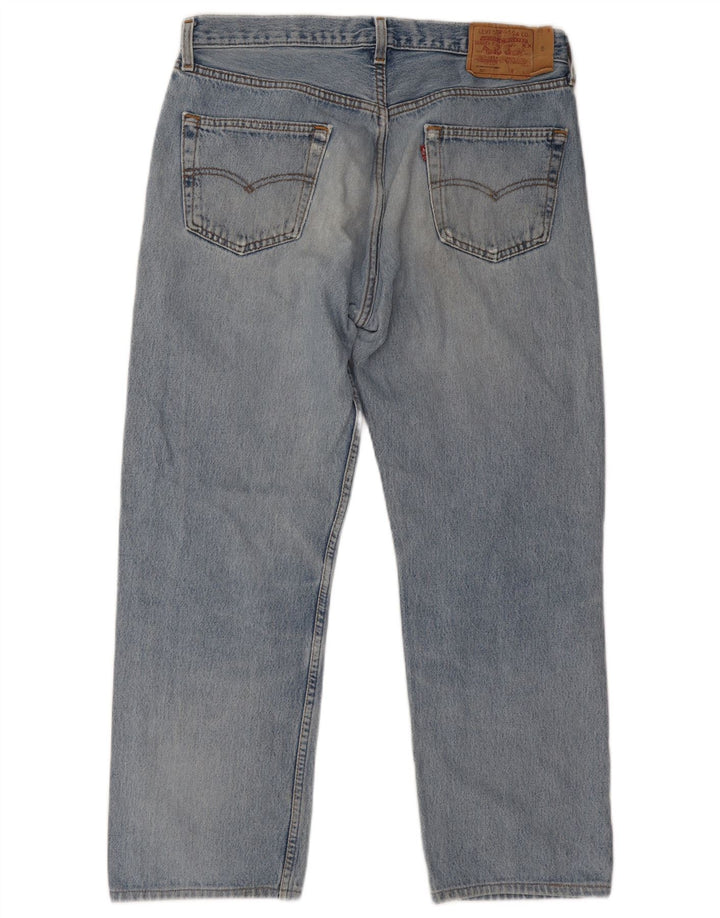 Levi's Herre 501 Distressed Straight Jeans W32 L27 Blå Bomuld