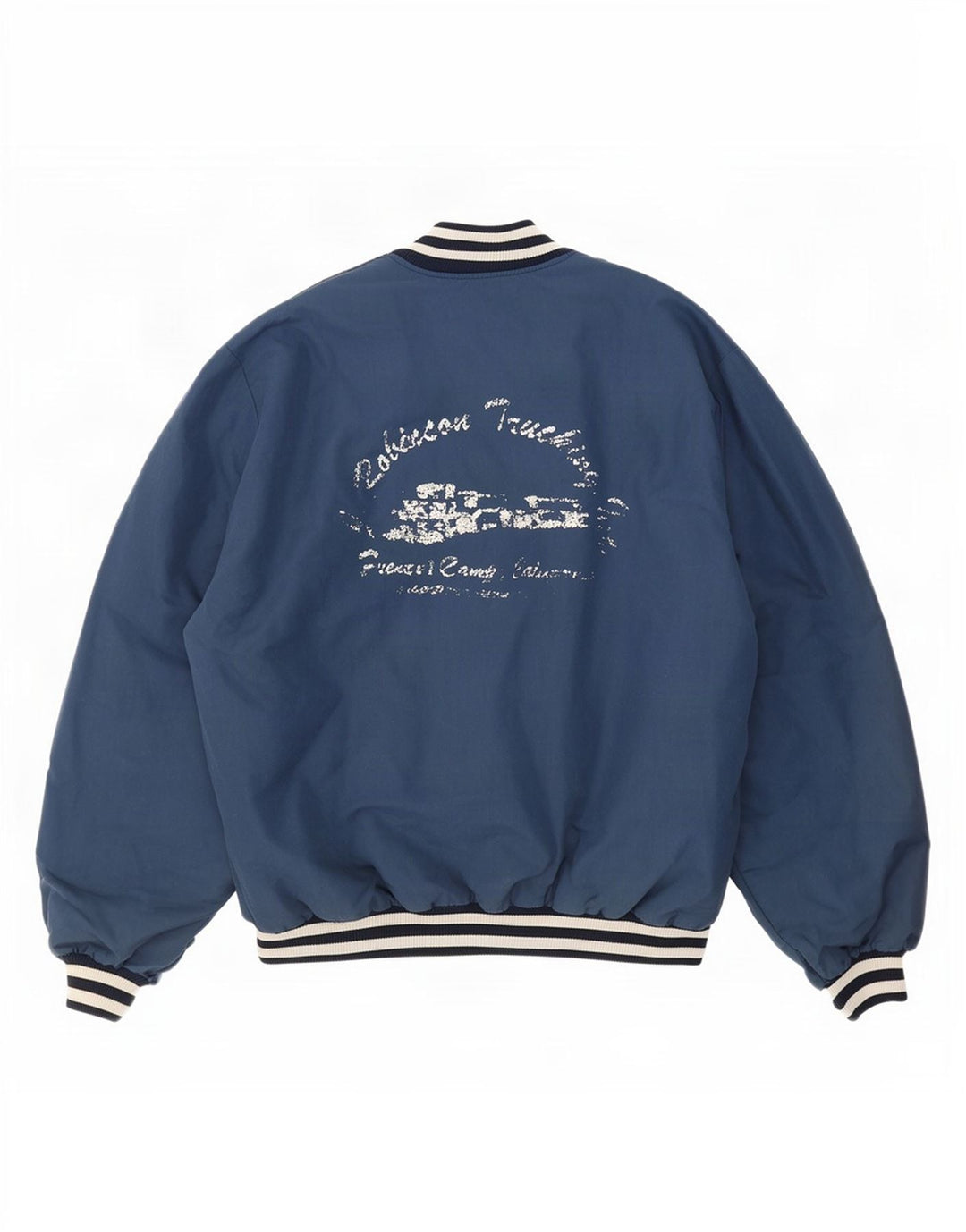 Vintage Herre Grafisk Varsity Jacket UK 44 2XL Blå
