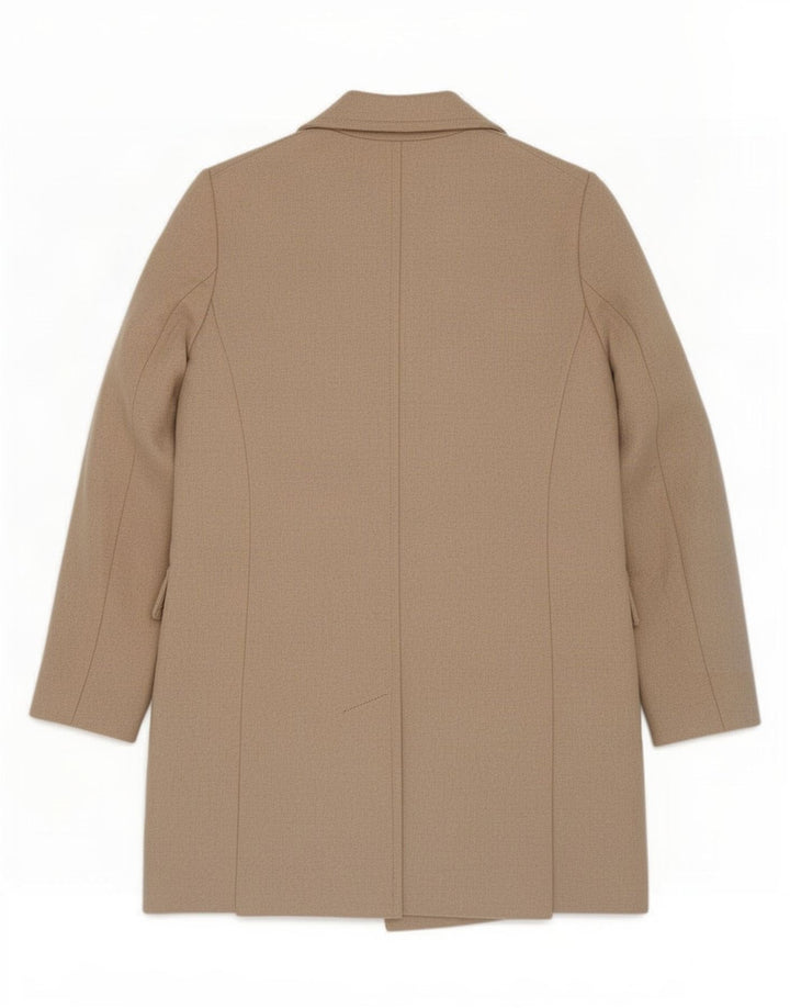 Zara Dame Dobbeltradet Frakke UK 10 Small Beige Uld