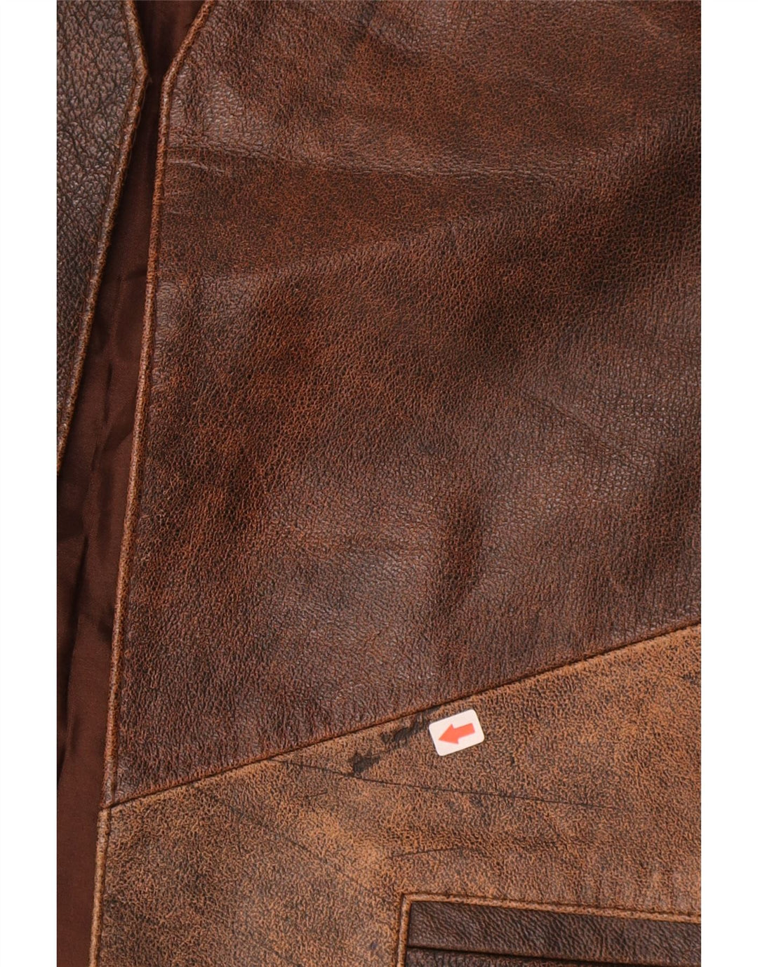 Vintage herre lædervest Medium Brun Colourblock