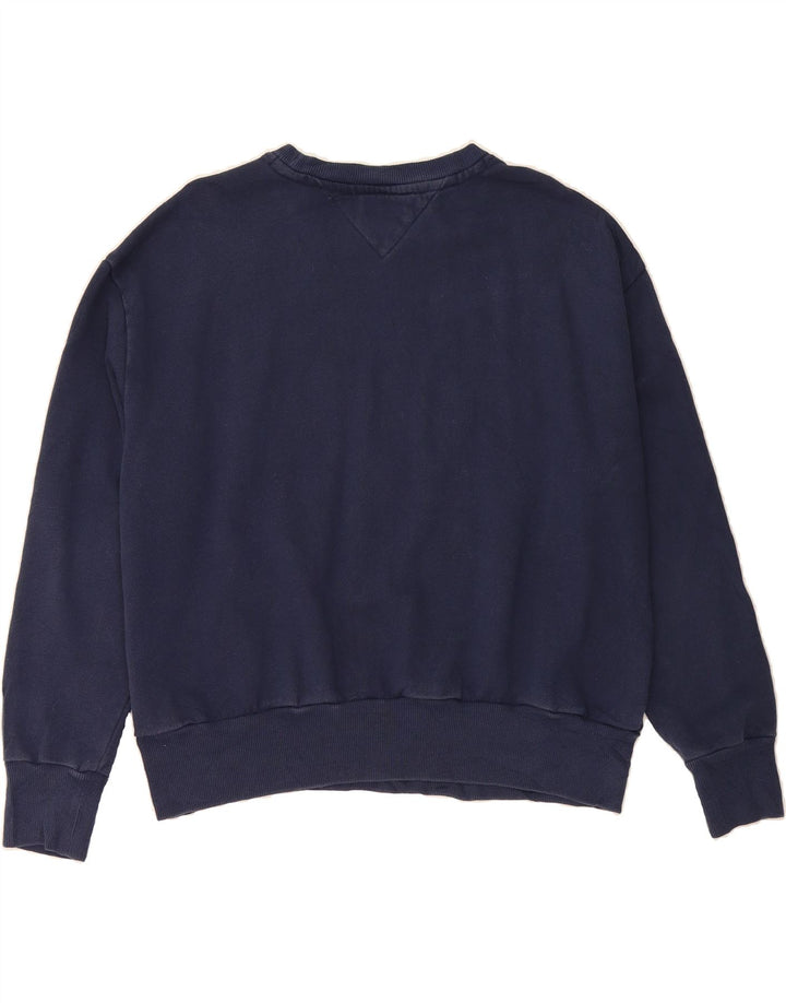 TOMMY HILFIGER Womens Oversized Sweatshirt Jumper UK 14 Medium Navy Blue Vintage Tommy Hilfiger and Second-Hand Tommy Hilfiger from Messina Hembry 